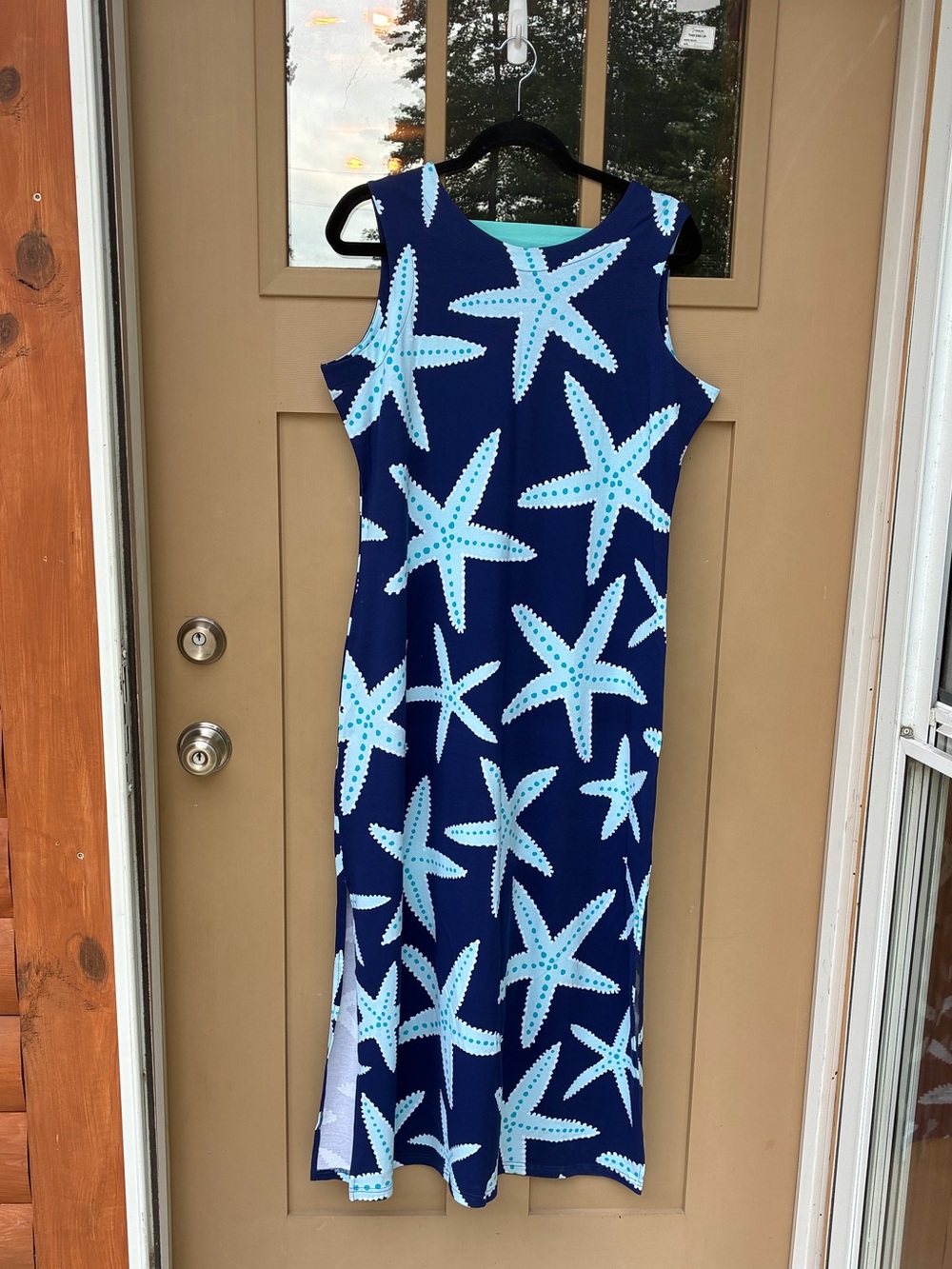 New Ana Clare Maxi Dress Emilee Dress Seastar Navy with Blue Starfish Large